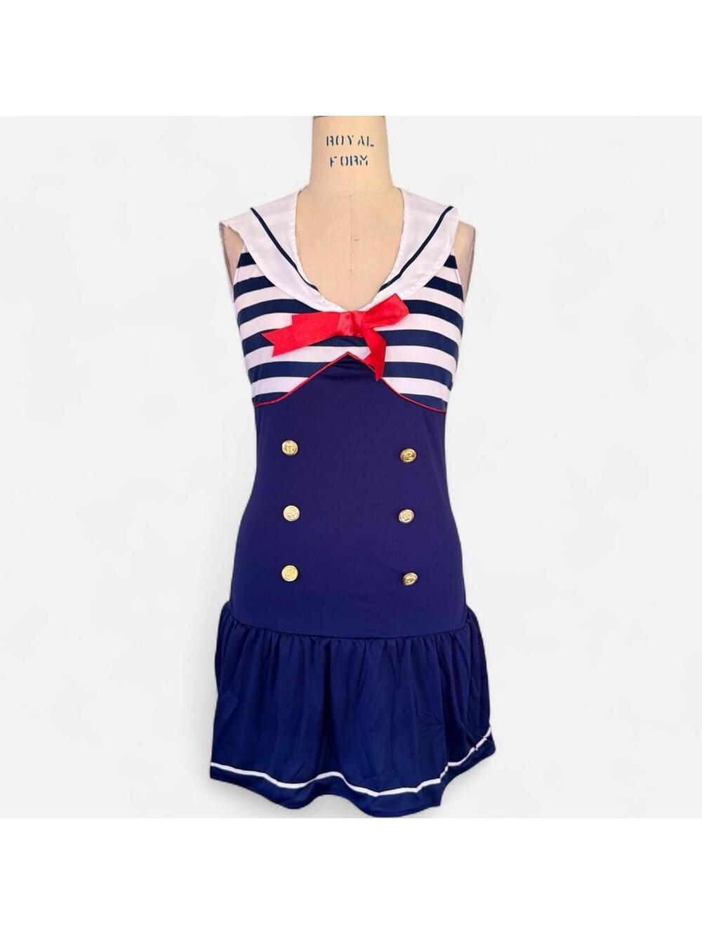 Rubies Y2K Navy Sailor Nautical Bow Sexy Halloween Costume Dress